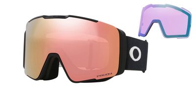 FRONT VIEW OF OAKLEY UNISEX LINE MINER PRO M GOGGLES IN MATTE BLACK PRIZM ROSE GOLD IRIDIUM