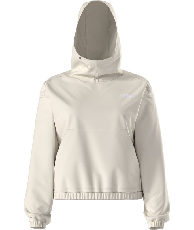 FRONT VIEW OF THE NORTH FACE WOMENS WILLOW STRETCH HOODIE IN WHITE DUNE