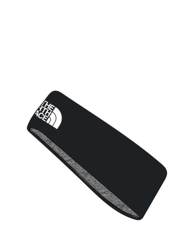 FRONT VIEW OF THE NORTH FACE UNISEX CANYONLANDS REVERSIBLE HEADBAND IN TNF BLACK/MELD GREY