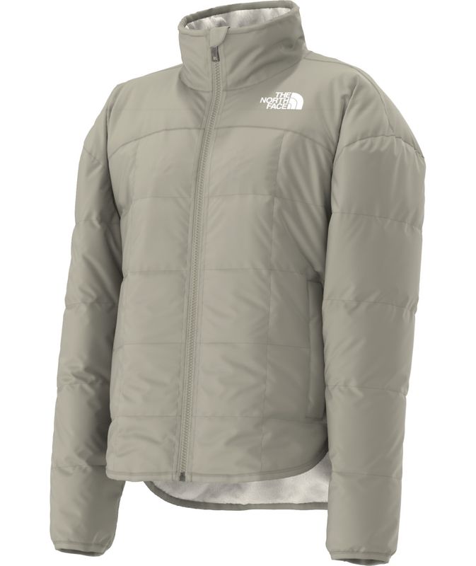 FRONT VIEW OF THE NORTH FACE YOUTH GIRLS&#39; REVERSIBLE SHASTA FULL ZIP WINTER JACKET WITH ZIP HAND PO…