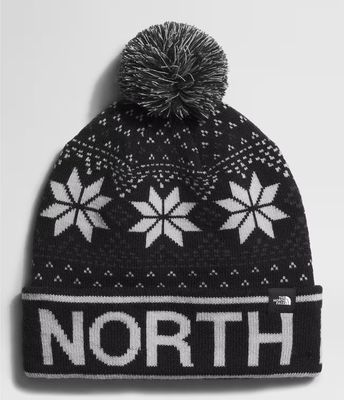 FRONT VIEW OF THE NORTH FACE YOUTH SKI TUKE WINTER HAT IN TNF BLACK