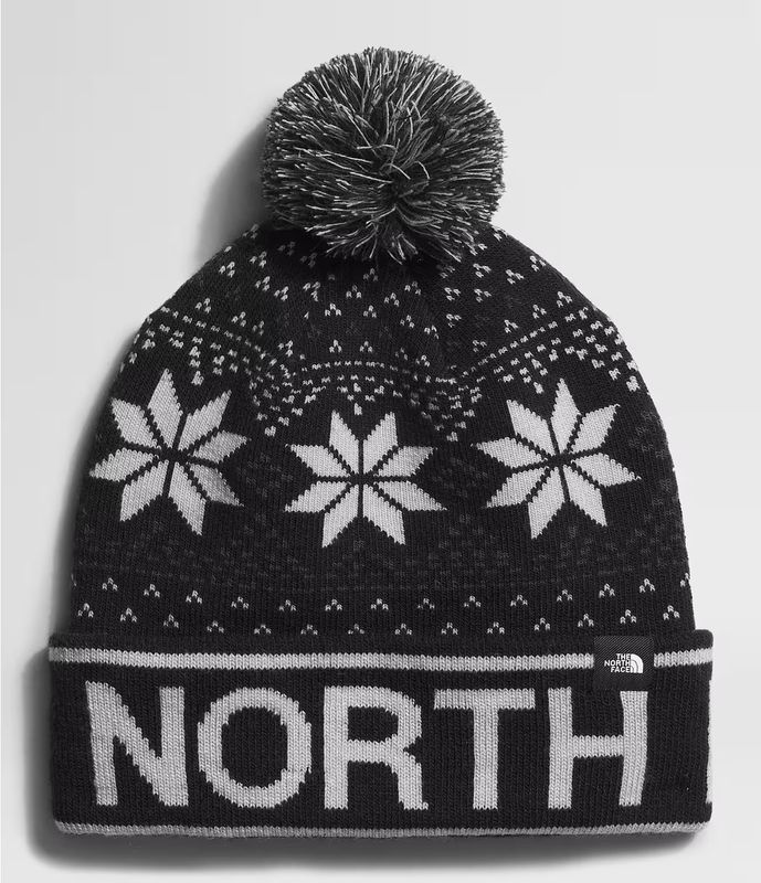 FRONT VIEW OF THE NORTH FACE YOUTH SKI TUKE WINTER HAT IN TNF BLACK