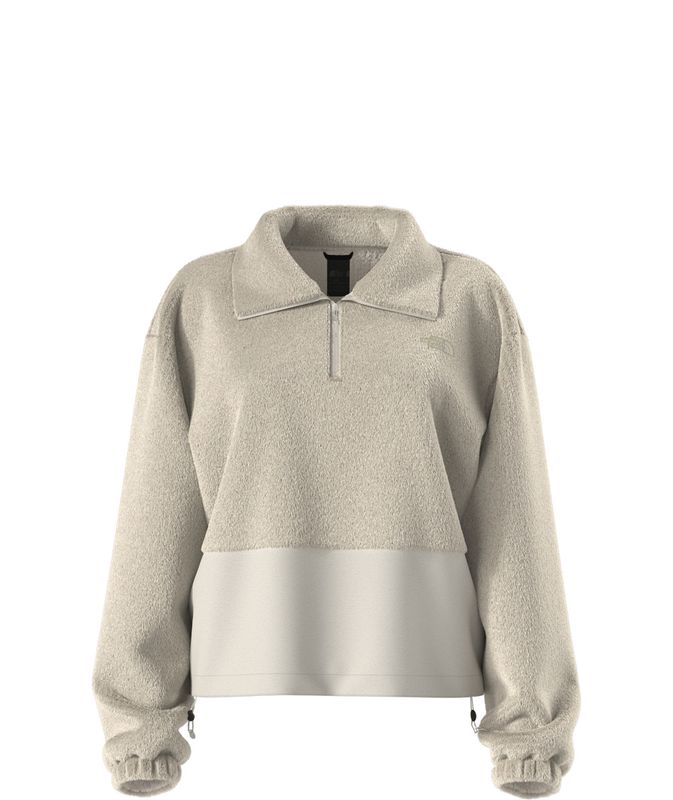 FRONT VIEW OF THE NORTH FACE WOMENS NOVELTY OSITO SOFTSHELL JACKET IN WHITE DUNE