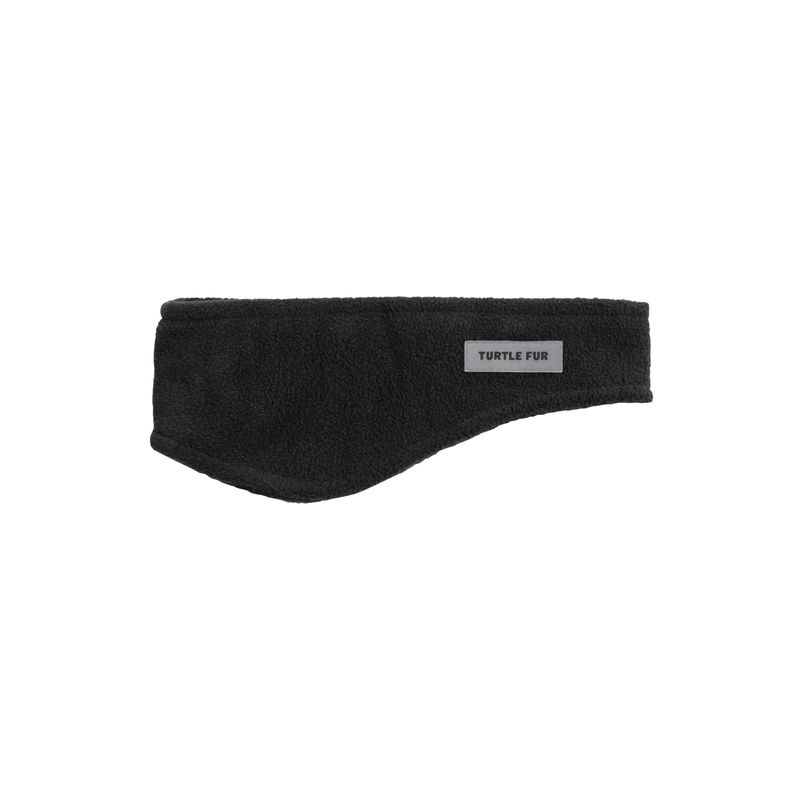 FRONT VIEW OF TURTLE FUR UNISEX CHELONIA 150 FLEECE BANG HEADBAND IN BLACK