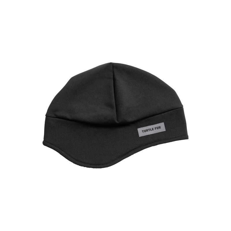 FRONT VIEW OF TURTLE FUR UNISEX COMFORT SHELL FROST LINER WINTER HAT IN BLACK