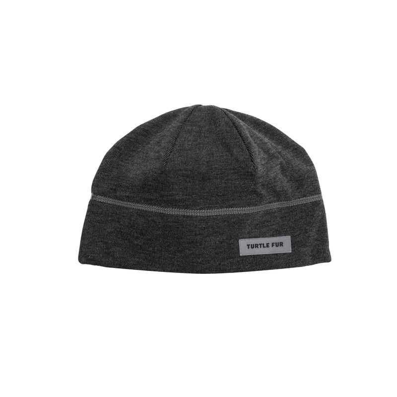 FRONT VIEW OF TURTLE FUR UNISEX COMFORT LUXE BEANIE WINTER HAT IN BLACK