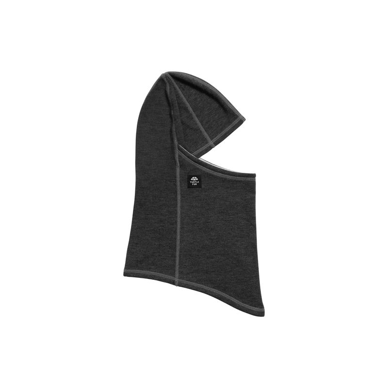 FRONT VIEW OF TURTLE FUR UNISEX COMFORT LUXE QUANTUM BALACLAVA IN BLACK
