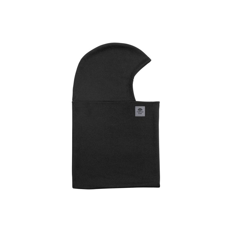 FRONT VIEW OF TURTLE FUR UNISEX COMFORT SHELL SHELLACLAVA BALACLAVA IN BLACK