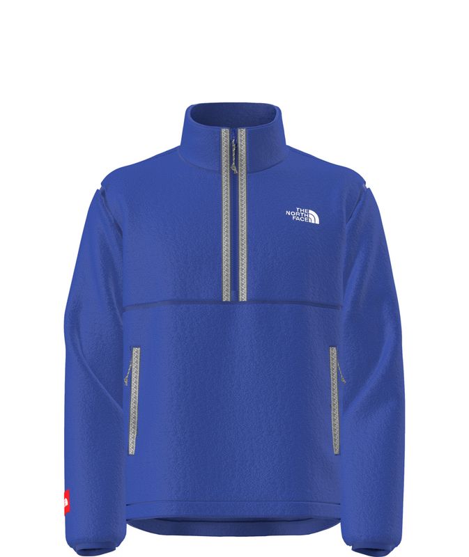 FRONT VIEW OF THE NORTH FACE MENS TNF FLEESKI 1/4 ZIP PULLOVER SWEATER IN TNF BLUE