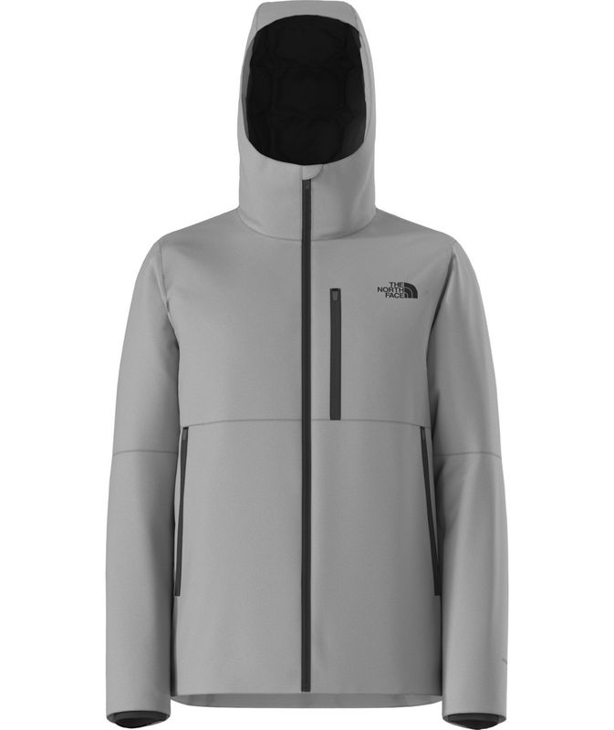 FRONT VIEW OF THE NORTH FACE MENS APEX ELEVATION SOFTSHELL JACKET IN TNF MEDIUM GREY HEATHER/NPF