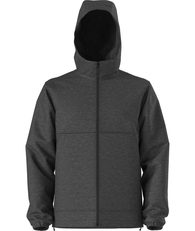 FRONT VIEW OF THE NORTH FACE MENS CAMDEN THERMAL SOFTSHELL JACKET IN TNF BLACK HEATHER/NPF
