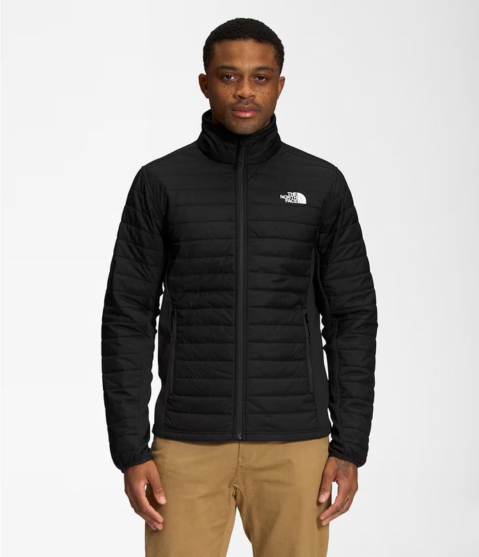 FRONT VIEW OF THE NORTH FACE MENS CANYONLANDS HYBRID WINTER JACKET IN TNF BLACK/NPF