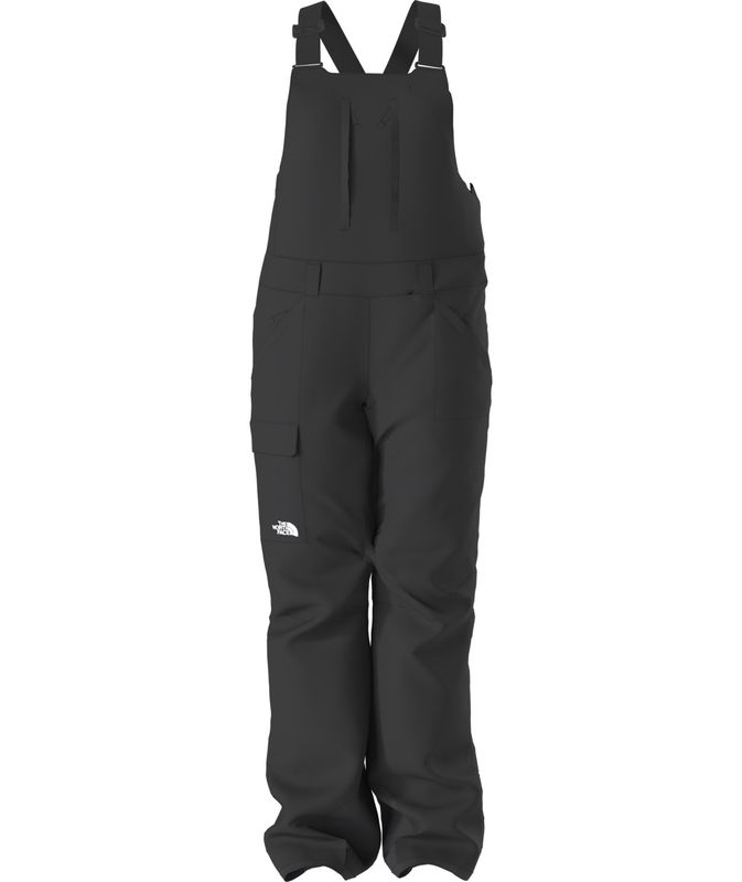FRONT VIEW OF THE NORTH FACE WOMENS FREEDOM INSULATED BIB SNOWPANT IN TNF BLACK/NPF