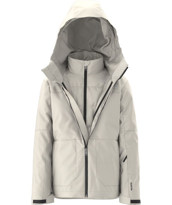 FRONT VIEW OF THE NORTH FACE YOUTH TEEN FREEDOM TRICLIMATE WINTER JACKET IN WHITE DUNE