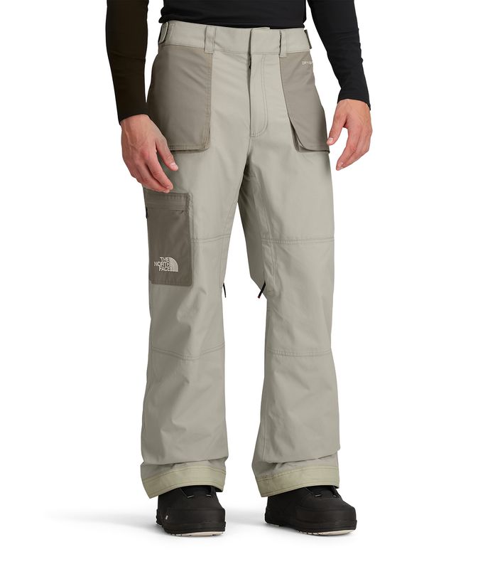 FRONT VIEW OF THE NORTH FACE MENS SLASHBACK SNOWPANT IN CLAY GREY/CAVERN GREY