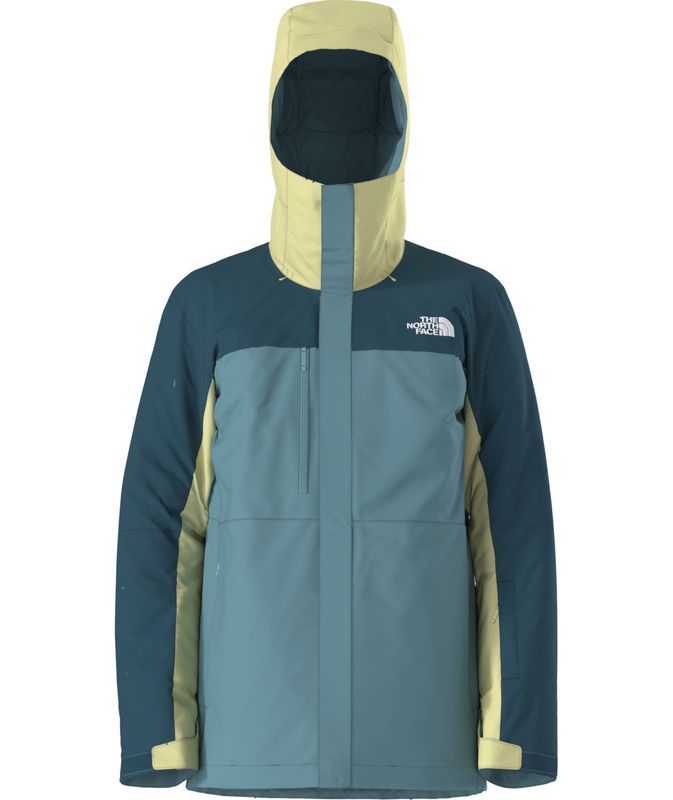 FRONT VIEW OF THE NORTH FACE MENS FREEDOM INSULATED WINTER JACKET IN BLUE/NETTLE/MIDNIGHT PETROL
