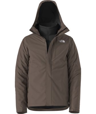FRONT VIEW OF THE NORTH FACE MENS CARTO TRICLIMATE WINTER JACKET IN SMOKEY BROWN/TNF BLACK