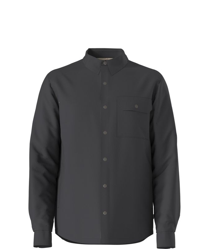 FRONT VIEW OF THE NORTH FACE MENS CAMPSHIRE SHIRT LONG SLEEVE SHIRT IN ASPHALT GREY