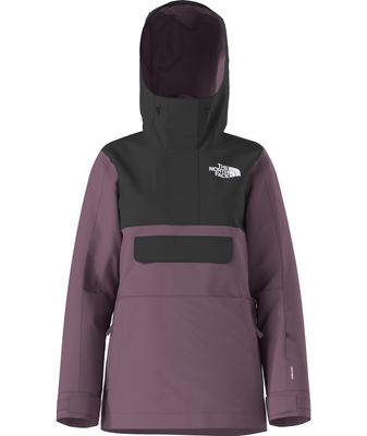 FRONT VIEW OF THE NORTH FACE WOMENS DRIFTVIEW ANORAK WINTER JACKET IN TNF BLACK/MIDNIGHT MAUVE