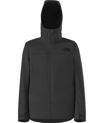 FRONT VIEW OF THE NORTH FACE MENS DESCENDIT WINTER JACKET WITH HELMET-COMPATIBLE HOOD AND SECURE-ZI…