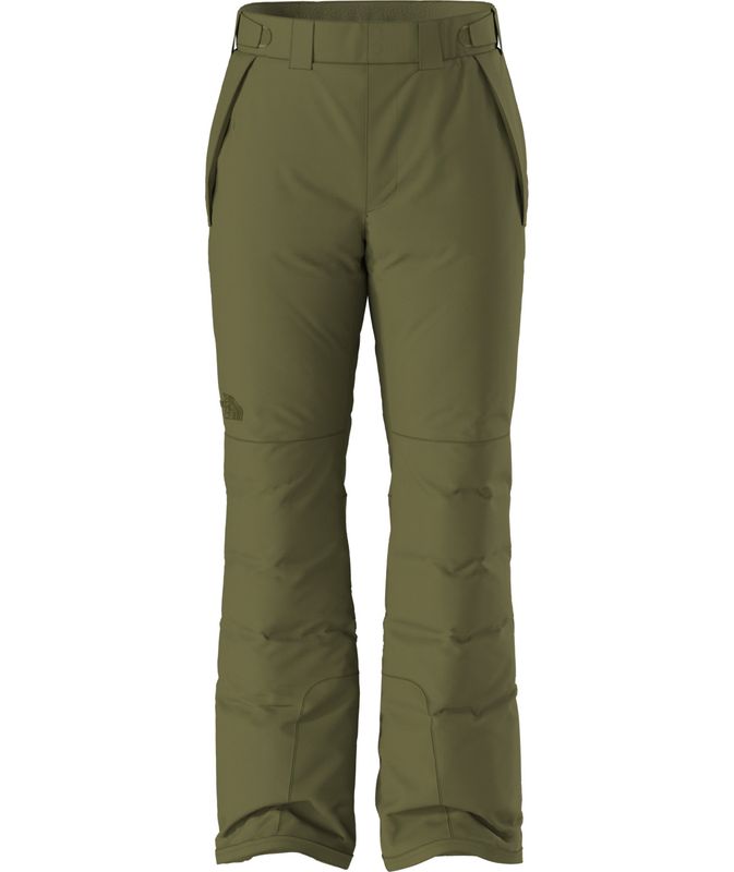 FRONT VIEW OF THE NORTH FACE MENS DESCENDIT SNOWPANT IN FORREST OLIVE