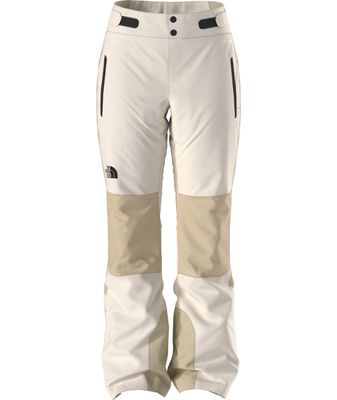 FRONT VIEW OF THE NORTH FACE WOMENS LENADO SNOWPANT IN WHITE DUNE
