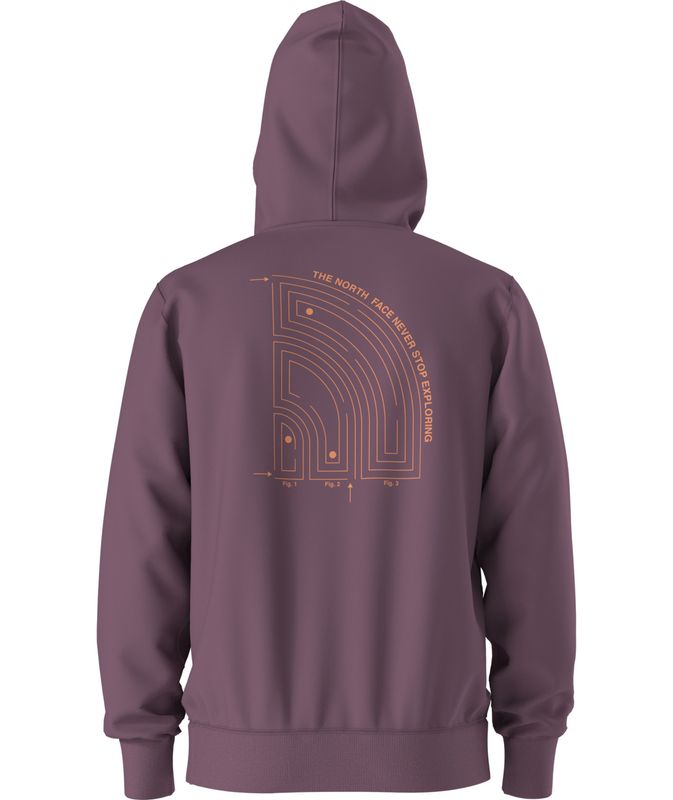 BACK VIEW OF THE NORTH FACE MENS BRAND PROUD HOODIE IN MIDNIGHT MAUVE