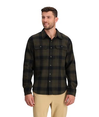FRONT VIEW OF THE NORTH FACE MENS ARROYO FLANNEL IN NEW TAUPE GREEN TNF SHADOW SMALL PLAID