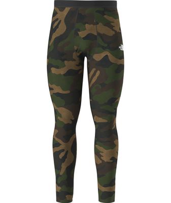 FRONT VIEW OF THE NORTH FACE MENS FD PRO 160 BASELAYER BOTTOM IN TNF BLACK TNF CAMO PRINT