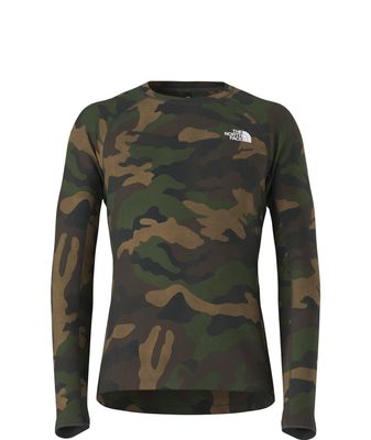 FRONT VIEW OF THE NORTH FACE MENS FD PRO 160 BASELAYER TOP IN TNF BLACK TNF CAMO PRINT