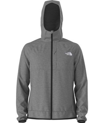 FRONT VIEW OF THE NORTH FACE MENS CANYONLANDS HOODIE WITH THREE-PIECE HOOD AND SECURE-ZIP CHEST POC…