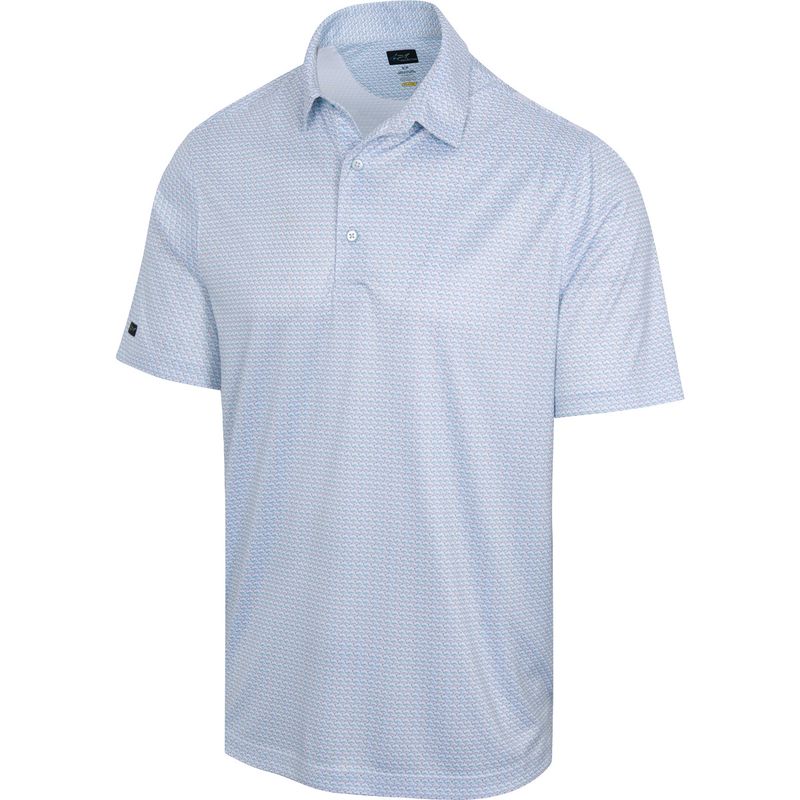 FRONT VIEW OF GREG NORMAN MENS FLYING KITES ML75 POLO IN WHITE