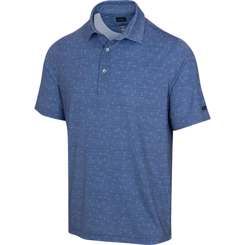 FRONT VIEW OF GREG NORMAN MENS PARROT ML75 STRETCH POLO IN VINEYARD BLUE