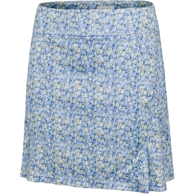 FRONT VIEW OF GREG NORMAN WOMENS PARASOL PULL-ON SKORT IN BLUE HAZE