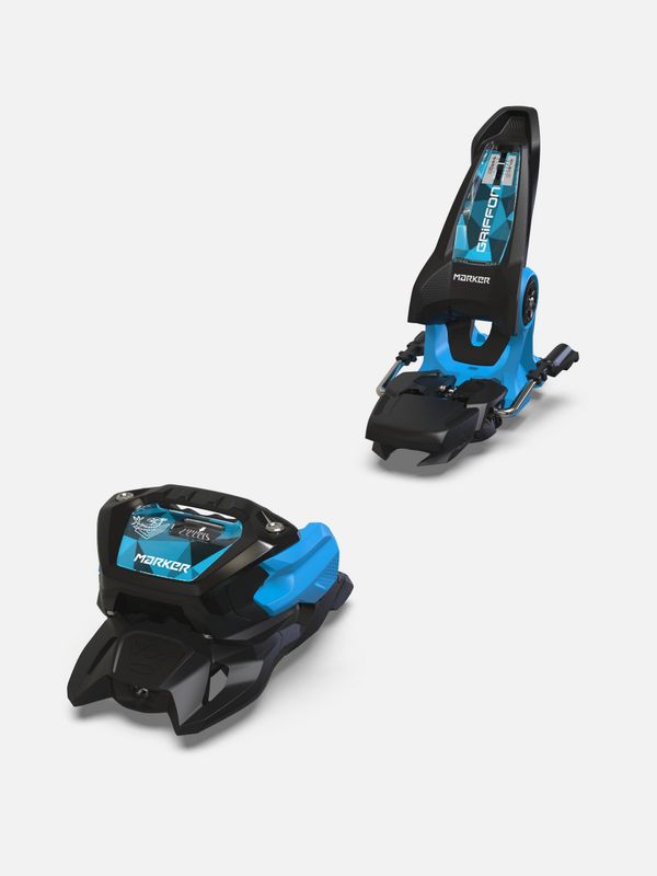 FRONT VIEW OF MARKER UNISEX GRIFFON 13 ID DOWNHILL SKI BINDING IN BLACK/BLUE