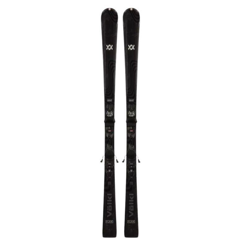 TOPSHEET VIEW OF VOLKL WOMENS FLAIR 7.2 W/+VMOT 10 DOWNHILL SKIS IN BLACK/ROSE