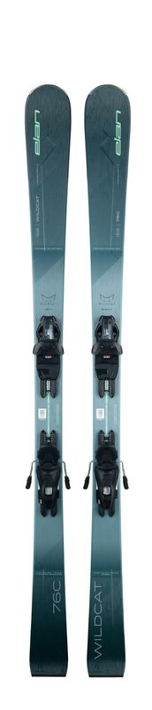 TOPSHEET VIEW OF ELAN WOMENS WILDCAT 76 C LIGHT SHIFT W/ EL9.0 GW DOWNHILL SKIS WITH CARBON