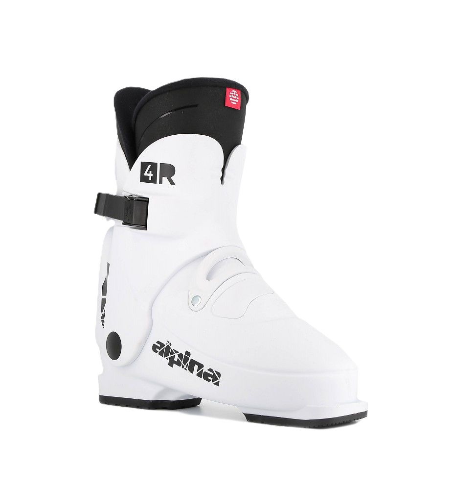 FRONT VIEW OF ALPINA WOMENS R4.0 DOWNHILL SKI BOOT IN WHITE