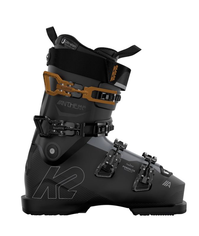 SIDE VIEW OF K2 WOMENS ANTHEM 85 MV DOWNHILL SKI BOOT WITH LUXFIT PRO