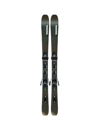 TOPSHEET VIEW OF K2 WOMENS MINDBENDER 85 W W/QUIKCLIK DOWNHILL SKIS IN BROWN/DARK GREEN/TAN