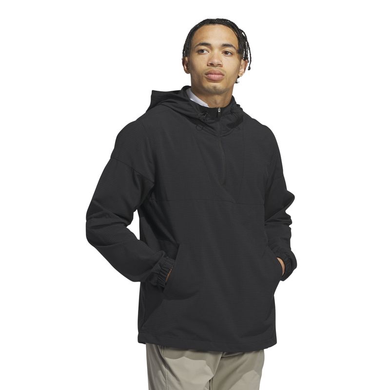 FRONT VIEW OF ADIDAS MENS ULTIMATE365 ANORAK COLD WEATHER WEAR IN BLACK
