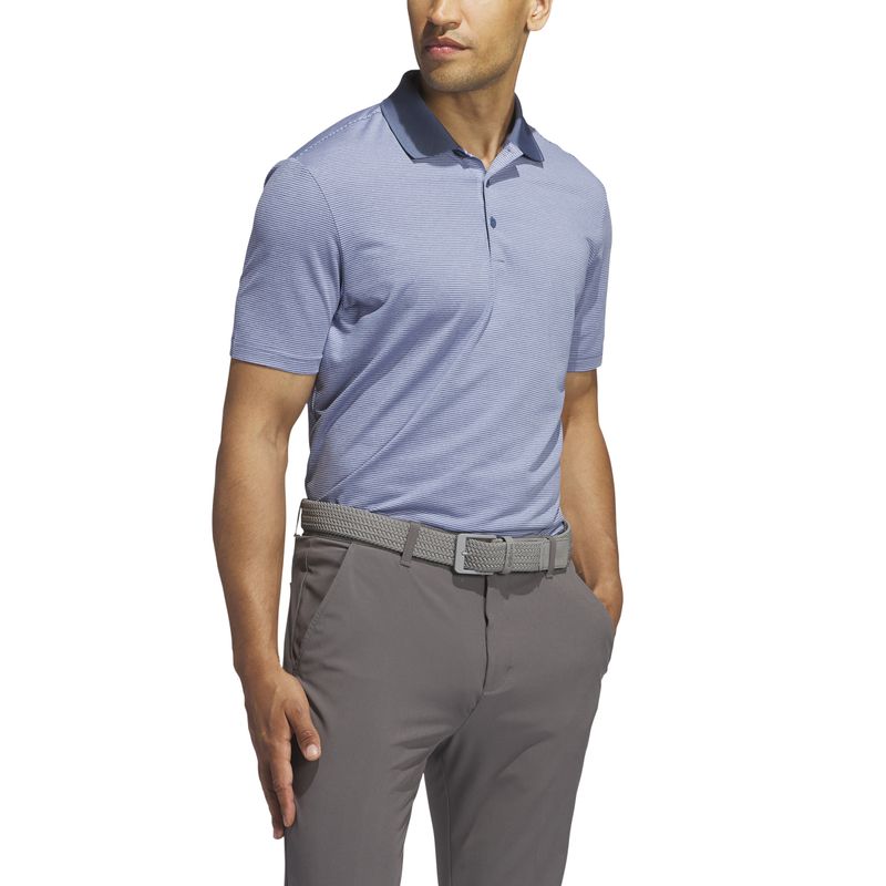FRONT VIEW OF ADIDAS MENS OTTOMAN POLO IN PRELOVED INK/BLUE SPARK