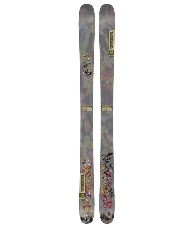 TOPSHEET VIEW OF K2 MENS RECKONER 102 DOWNHILL SKIS IN MULTI/TAN/DARK GREEN
