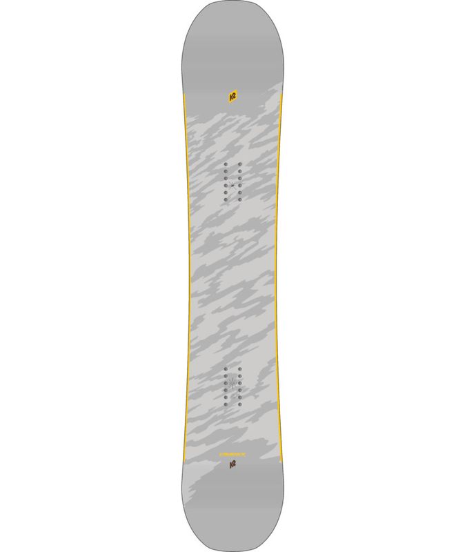 TOPSHEET VIEW OF K2 MENS GATEWAY POP SNOWBOARD IN DARK GREY/LIGHT GREY/YELLOW