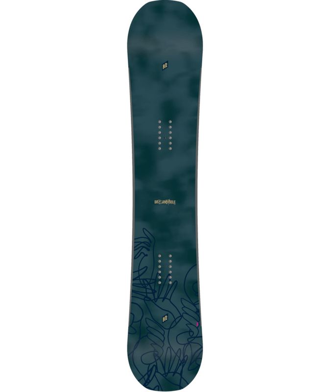 TOPSHEET VIEW OF K2 WOMENS DREAMSICLE SNOWBOARD IN DARK BLUE TIE DYE
