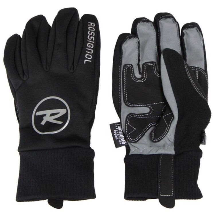 TOP OF GLOVE AND PALM VIEW OF ROSSIGNOL UNISEX PUMP FIST THERMO GLOVE IN BLACK/DARK GREY