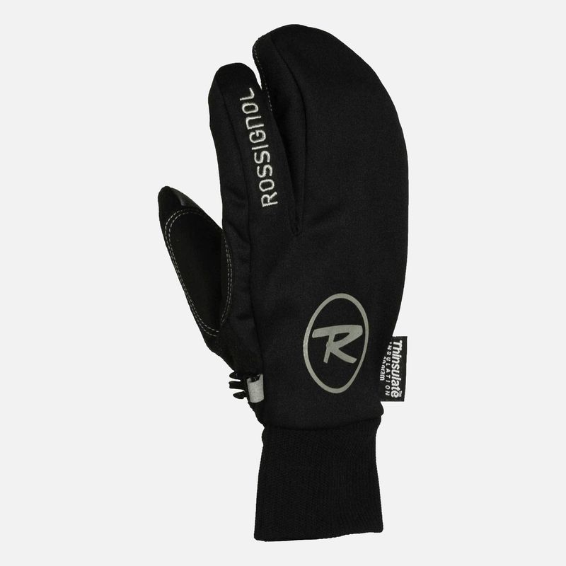 TOP OF GLOVE VIEW OF ROSSIGNOL UNISEX PUMP FIST THERMO MITTEN IN BLACK DARK GREY
