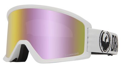 FRONT GOGGLE VIEW OF DRAGON UNISEX DX3 OTG GOGGLES IN WHITE LUMALENS PINK ION