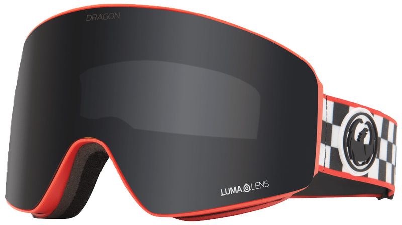 FRONT VIEW OF DRAGON UNISEX DENNIS RANALTER PXV WITH BONUS LENS GOGGLES IN LUMALENS DARK SMOKE