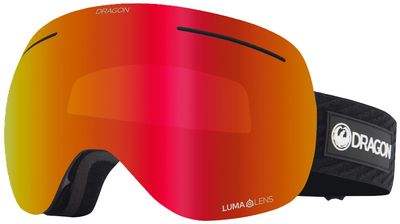 FRONT GOGGLE VIEW OF DRAGON UNISEX X1 GOGGLES IN ICON RED LUMALENS RED ION